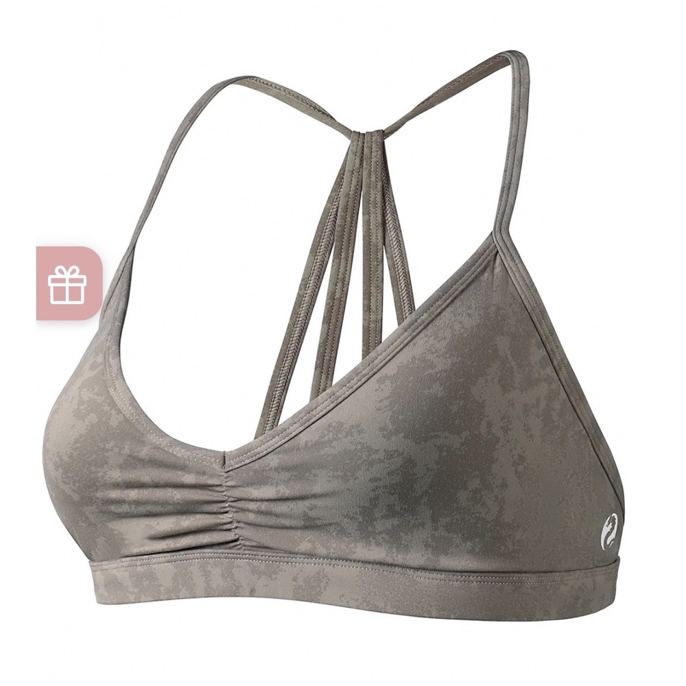 AUROLA Mercury XS Camo Strappy Back Sports Bra Ruched V-Neck